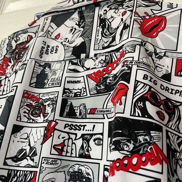 NWOT! OH SNAP! Drill Clothing Co. Comic Book Men’s Button Up Shirt:L SKU:D-OHS - Picture 4 of 6